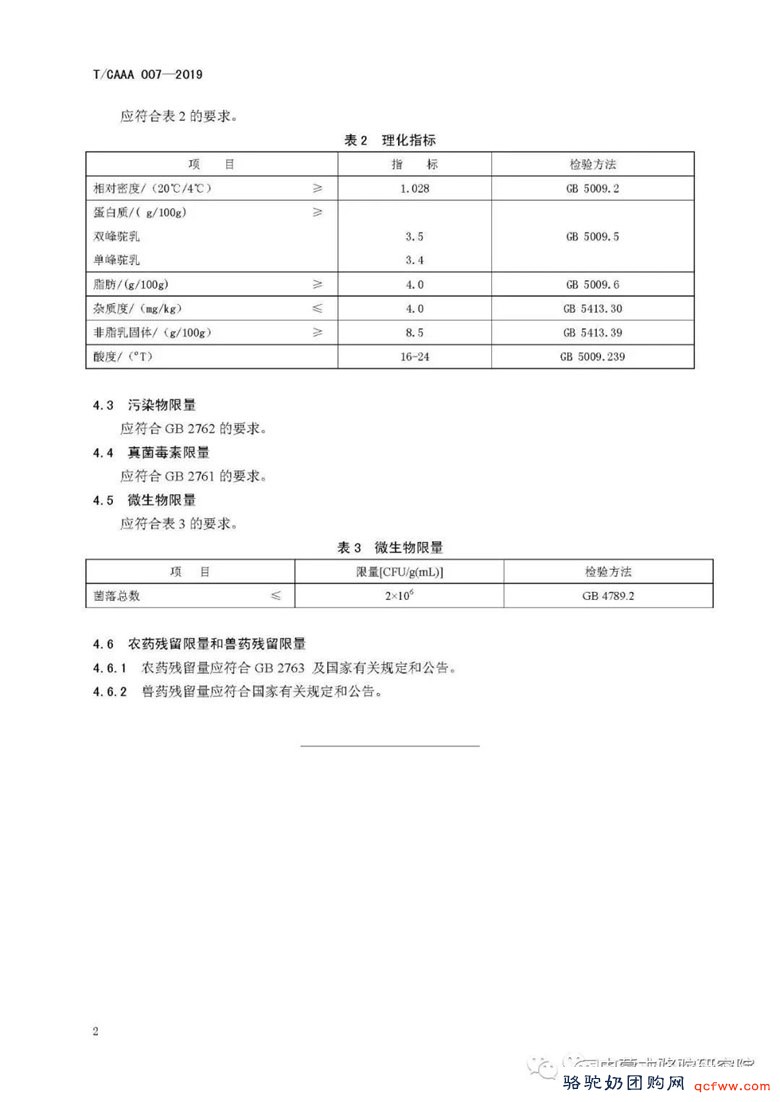 【标准公布】生驼乳